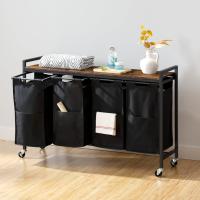 Cesto para Ropa Sucia, Cesta Colada, 4 Bolsas Colada de Tela Oxford Extraíbles, Carro Lavandería, 4 x 39,8 L, 110,5 x 33 x 74,5 cm - details 17