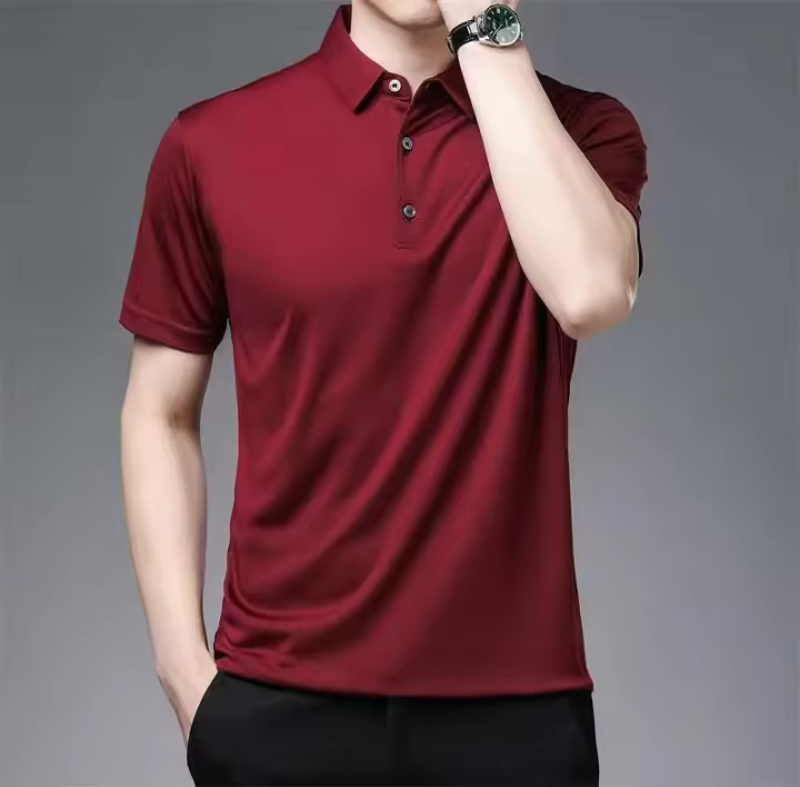 polos hombre manga corta ropa hombre 2025 Nuevo POLO de negocios de color sólido para hombre Moda de verano Pantalón corto casual Manga cómoda y transpirable Top - 1
