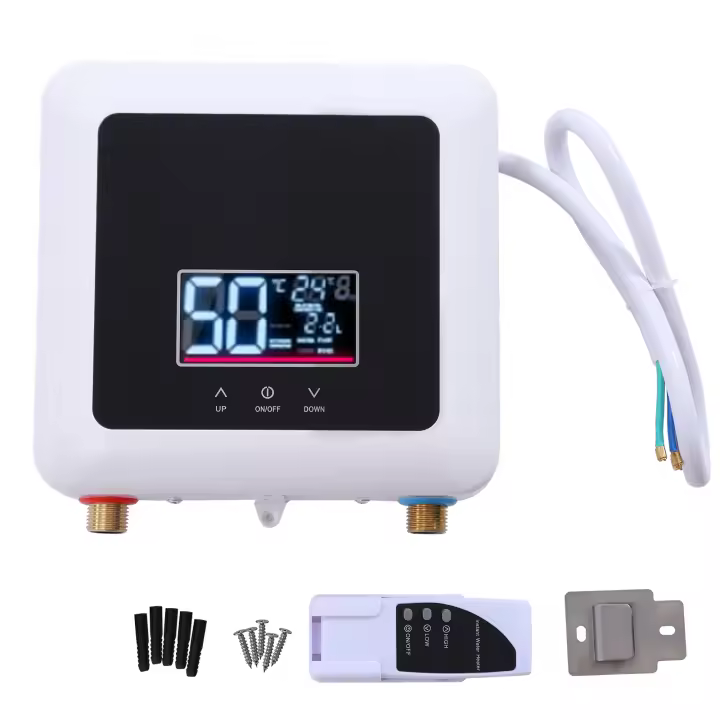 Calentador de Agua Eléctrico de Control Digital 7500 W, Mini Calentador de Agua con Mando a Distancia Tiny 230 V - 1