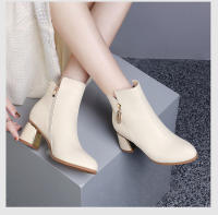 Nuevas botas cortas extranjeras de tacón alto, nuevas botas individuales, botas finas de tacón medio de tacón grueso para mujer. - details 1