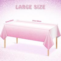 1pc gradiente Pastel rosa oro manteles desechables mantel de plástico cubierta de mesa rectangular para boda cumpleaños 54X108 pulgadas - details 6