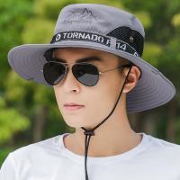 Verano ajustable letra senderismo pesca al aire libre algodón cubo sombrero de ala grande hombre sombrero de sol - details 1