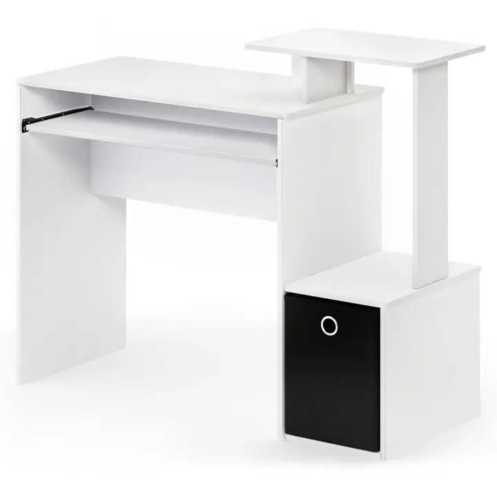 Escritorio, Tabla de Madera aglomerada, Blanco/Negro, 40.01 x 40.01 x 86.61 cm - 1