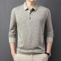 Camisa de negocios casual para hombre, polo de manga larga con insignia, color sólido, transpirable, cómoda, versátil, a la moda, - details 17