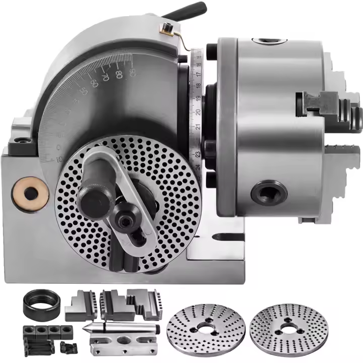SucceBuy BS-0 Cabezal divisorio de precisión, horizontal con portabrocas de 3 mordazas, contrapunto MT2, cabezal divisorio semiuiversal de 5" para fresadora, corte de engranajes de molino, metal duradero - 1
