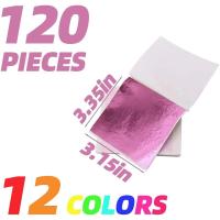 Hojas de Oro Doradas 12 Colores para Arte DIY, Arte de Uñas, Decoración de Resina, Bronceado, Muebles, Pintura Caja de Regalo de 120 Hojas - details 2
