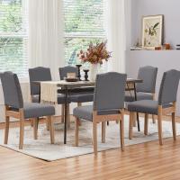 Juego de 4 sillas de comedor con respaldo alto, sillas de cocina, patas de madera maciza, diseño clásico, con botones bronceados, sillones y sillas para salón, asientos tapizados - details 12