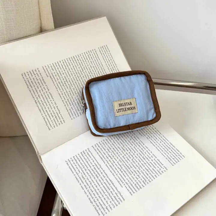 Bolsa de cosméticos portátil de Color contrastante, billetera de estilo coreano, monedero de Color sólido, bolsa de almacenamiento de pañuelos sanitarios suave y ligera - 1