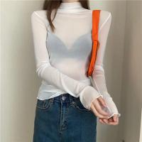 Camiseta de Malla Transparente para Mujer Manga Larga, Cuello Redondo, Seda y Encaje - details 18