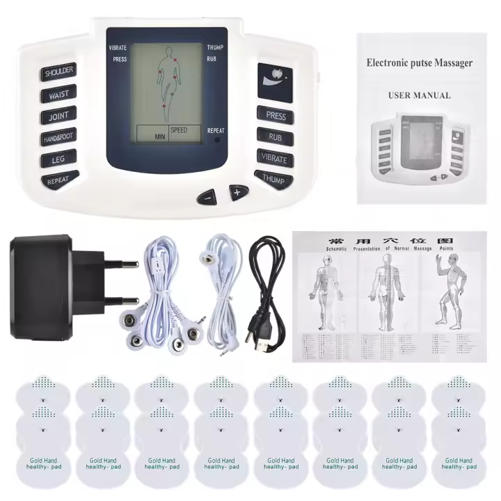 PORCHEDDU JR309 Máquina electroestimuladora TENS, estimulador muscular Eléctrico, Acupuntura de pulpo, masajeador de fisioterapia, dispositivo de relajación de cuerpo complete - 1