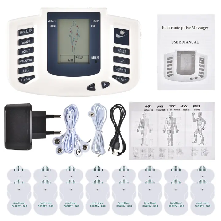 PORCHEDDU JR309 Máquina electroestimuladora TENS, estimulador muscular Eléctrico, Acupuntura de pulpo, masajeador de fisioterapia, dispositivo de relajación de cuerpo complete - 1