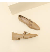 Nuevos zapatos británicos de cuero suave, zapatos pequeños de cuero, tacón grueso, tacón bajo, zapatos Marie - details 12