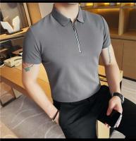 Polo de manga corta bordado de malla transpirable de verano para hombre, camiseta informal de negocios con solapa y media cremallera, - details 48