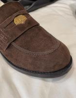Mocasines sin cordones de ante con punta redonda para mujer, zapatos planos de piel - details 4