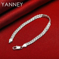 Pulseras de cadena lateral de plata para mujeres y hombres, joyería de 6 mm - details 0