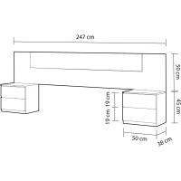 Cabecero y 2 Mesitas de Noche – Cabecero Matrimonio y 2 Mesitas de Noche – Color Roble Canadiense y Óxido - Medidas: Ancho: 247 cm x Fondo: 38 cm x Alto: 95 cm - (1093) - details 11