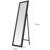 Espejo de Pie, de Cuerpo Entero, Marco de Plástico, Forma Rectangular de 37x157 cm, para Dormitorio, salón, Cuarto de baño, Pasillo Blanco o Negro (Blanco) - details 11
