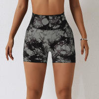 Pantalones cortos de yoga con tie dye para mujer FKAFIT leggings deportivos sin costuras con elevación de cadera material de nylon para actividades al aire libre - details 10
