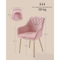 Silla de Comedor de Terciopelo Silla de Cocina con Respaldar Carga Máx. 120 kg Patas de Metal - details 32