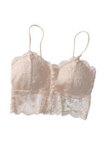 Top de Encaje Sexy sin Mangas para Mujer Verano Top Sólido sin Relleno Bralette - details 1