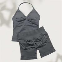 Conjunto de Yoga sin Costuras para Mujer Tanga Largas con Cordones Ropa de Gimnasio de Verano - details 5