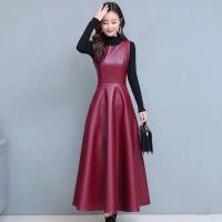 Camiseta sin mangas de cuero PU para mujer con bolsillos moda Otoño e Invierno Oficina A-e vestido largo de fiesta para mujer C235 - details 6
