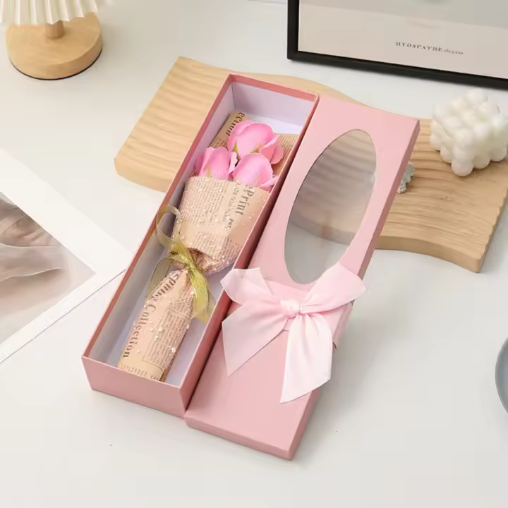 Bonito ramo de rosas romántico, regalo hecho a mano, caja de regalo de flores para Festival, elegante ramo de lazo, decoración de aniversario - 1