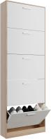 Mueble zapatero de 12 pares - Estantería de gran capacidad para vestíbulo o pasillo - (ancho) 60 x (profundidad) 24 x (alto) 80 cm - Madera clara blanca - details 173