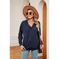 Sudadera con capucha informal para mujer, moda coreana para botones planos - details 8
