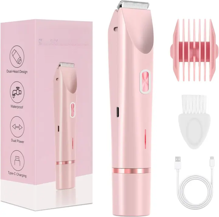 Lady Shave eléctrico de doble cabezal para mujeres y niñas con batería recargable por USB - 1