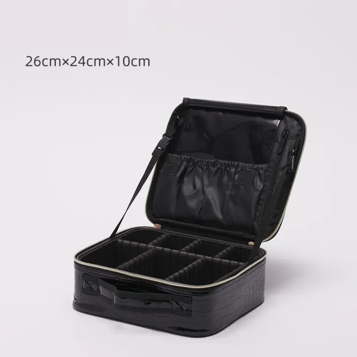 Bolsa de cosméticos impermeable con patrón de cocodrilo Pu para mujer, gran capacidad, partición ajustable, estuche de maquillaje para tatuaje de viaje, nuevo - 1