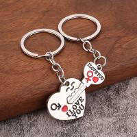 Llavero De Pareja Platinado Creativo Con Diseño De Corazón Y Llave Para Regalo De Boda Y Amoroso Accesorio De Moda - details 1