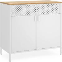 Estante de Acero Doble Puerta Magnético Marco Ajustable Naturaleza Beige y Blanco - details 0