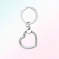 Llavero con cuentas en forma de corazón de plata, pulsera, colgantes, joyería fina para mujeres y niñas - details 1