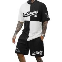 Conjunto de camiseta y pantalón corto informal con estampado de letras en contraste para hombre, ropa deportiva para exteriores, regalo para novio - details 8