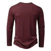 Camisa De Algodón Para Hombre Con Botones Cuello Henley Manga Larga Casual Color Sólido Moda Camisetas Transpirable Ligera Y De Wicking De Humedad - details 11