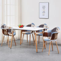 Sillas de comedor de tela de retales, sillón de oficina con asiento acolchado, patas de madera, muebles de cocina, 2 unidades por juego - details 6