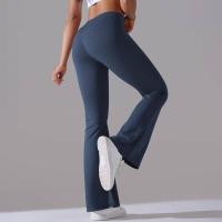Leggings de yoga de color sólido para mujer, pantalones acampanados de cintura alta, elásticos, entrenamiento, pierna ancha - details 20