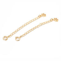 Cadenas de latón de Color dorado de 18K con extremo de gota, cadenas extensibles con cierres redondos de resorte, suministros de joyería Diy de alta calidad para mujer - details 4