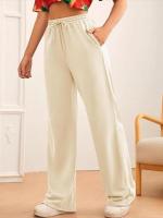 Pantalones de Manga Ancha de Alta Cintura para Mujer Primavera Otoño Pantalones Sueltos de Calidad con Cordón - details 13