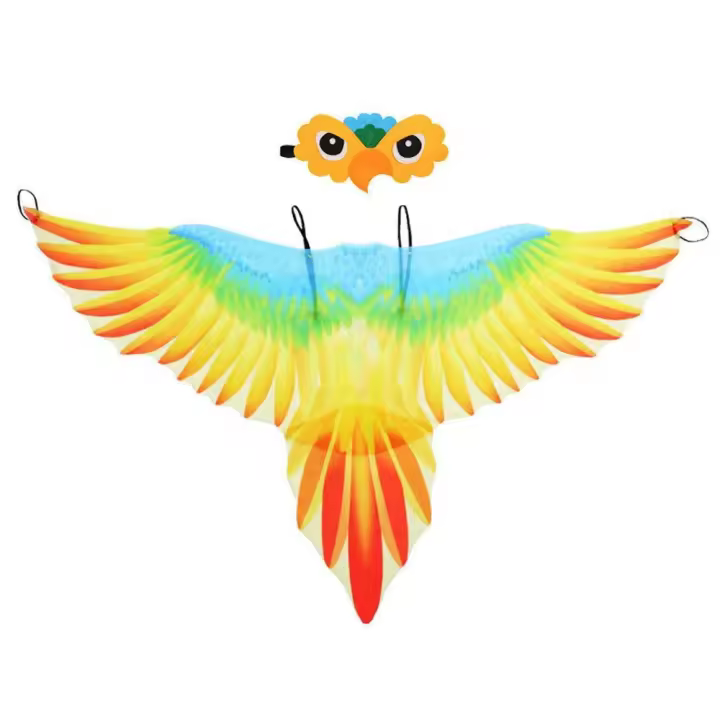 Capa de ala de loro para niños, disfraz de capa de pájaro, accesorio de actuación, Moda Para mascarada con sombreros - 1