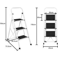 Escalera Plegable de 3 Pasos con Estructura de Acero Taburete Multifuncional con Superficie Antideslizante y Base Estable Ligera, Portátil y Segura para Hogar, Oficina y Tareas Domésticas - details 2