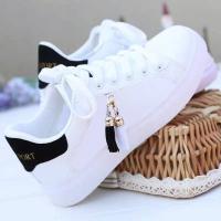 Zapatillas deportivas transpirables para mujer, zapatos informales de malla plana, color blanco, para estudiantes - details 2