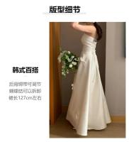 Vestido de novia ligero francés con satén de sensación simple y lujosa, compromiso sin tirantes, emisión de certificado, ceremonia de banquete, - details 1