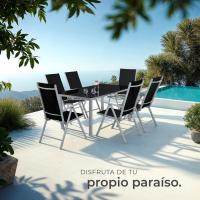 Conjunto de Sillas de Jardín Exterior de Aluminio 2 Piezas, Con Ruedas, Resalte Regulable, Resistente a la Intemperie, Transpirable, Limpieza Fácil Antracita - details 27