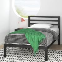 Cama 90x190 cm - Altura 36 cm con almacenaje debajo de la cama - Estructura de cama de plataforma de metal con cabecero - Negro - details 0