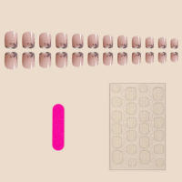 Uñas postizas de color rosa desnudo de alta calidad, longitud larga, ultraflexibles, punta blanca - details 1