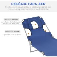 Silla de Jardín Plegable azul Respaldar ajustable en 5 niveles para Playa 182x56x28 cm - details 4