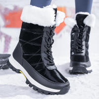 Botas de nieve con cordones para mujer con suela gruesa de terciopelo, zapatos cálidos de algodón del noreste antideslizantes de invierno, de gran tamaño - details 2