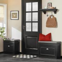 Banco Zapatero con Asiento Organizador de Zapatos Negro para Salón Ancho de 61cm, Profundidad de 24cm, Altura de 51cm - details 5